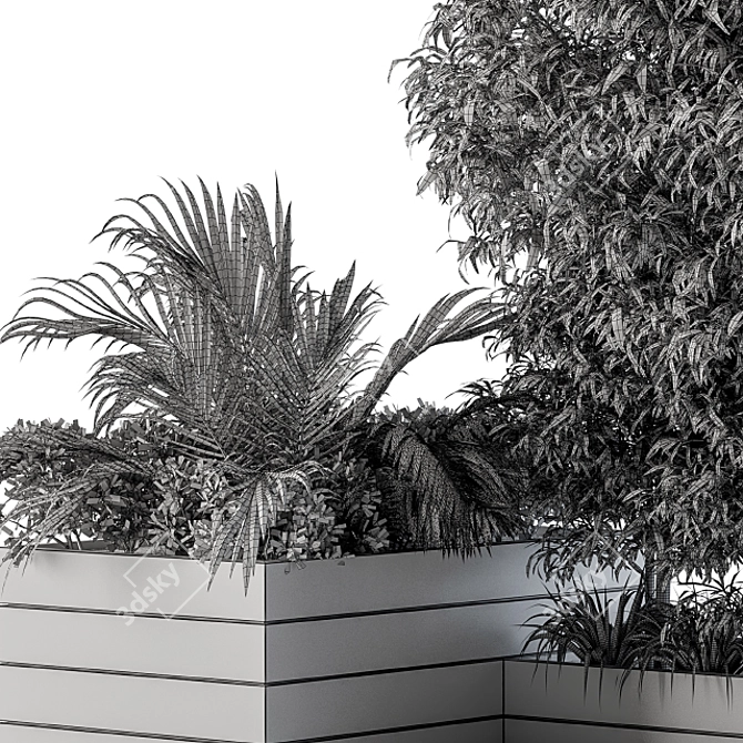 L Type Outdoor Plants Box 3D model image 4