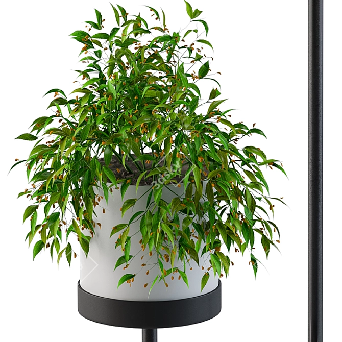 Modern White Round Plant Stand 3D model image 4