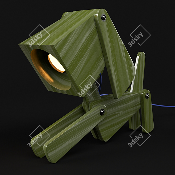 Adorable Puppy Wooden Table Lamp 3D model image 2