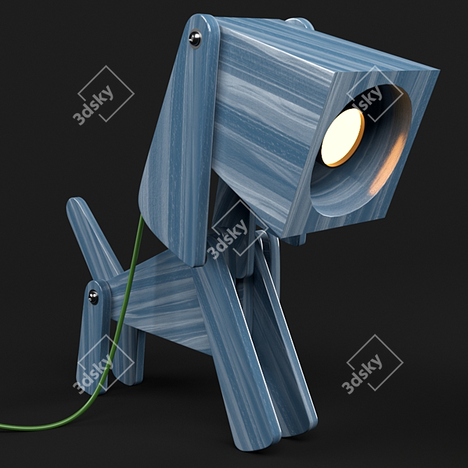 Adorable Puppy Wooden Table Lamp 3D model image 3