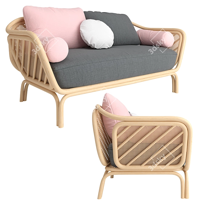 Luxury Rattan Sofa: Calme Bôa Edition 3D model image 2