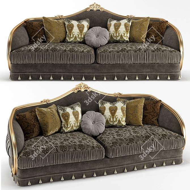 European Handmade Sofa: Furniture Masterpiece 3D model image 1