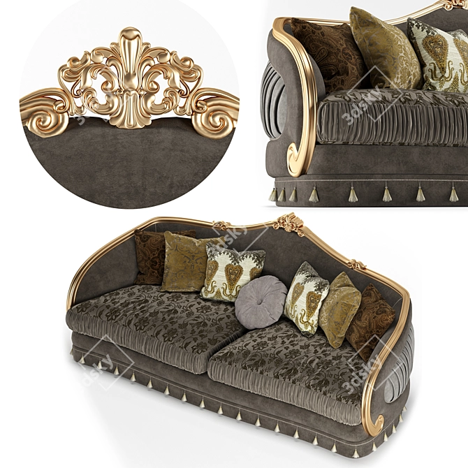 European Handmade Sofa: Furniture Masterpiece 3D model image 3