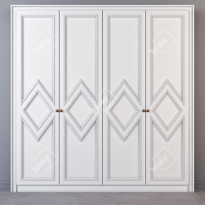 Elegant Ivory Wardrobe 3D model image 1