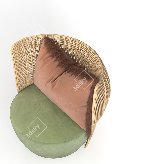 Modern Wood and Fabric Single Sofa 3D model image 3