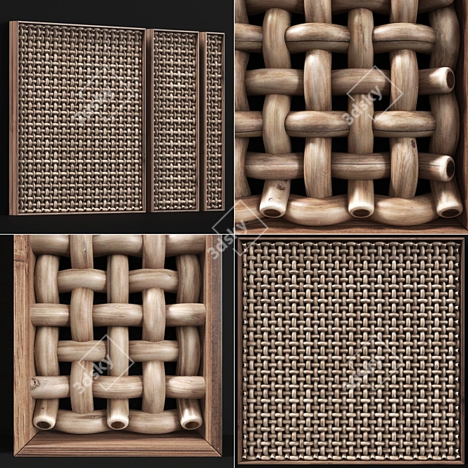 Wicker Wood Panel Frame: Stylish and Sturdy 3D model image 1