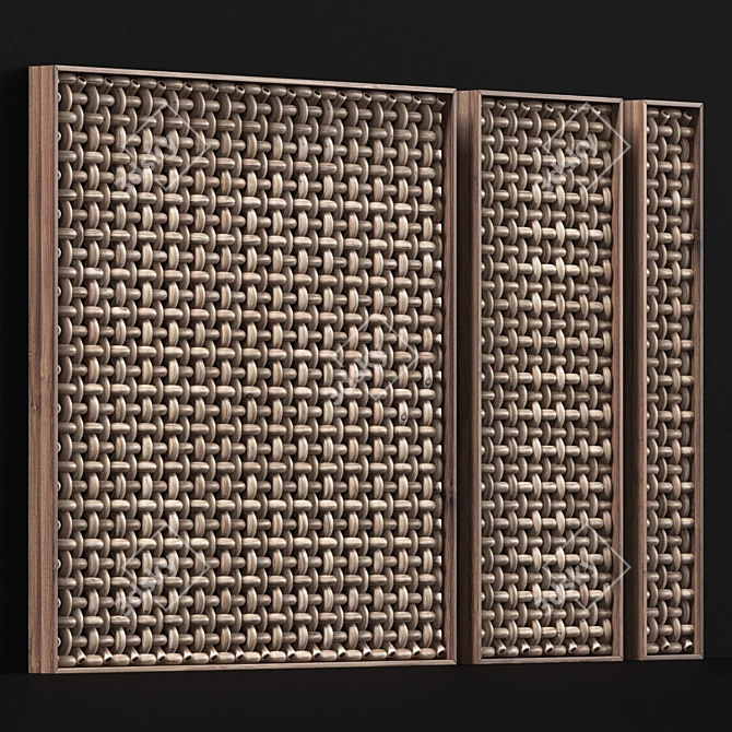 Wicker Wood Panel Frame: Stylish and Sturdy 3D model image 2