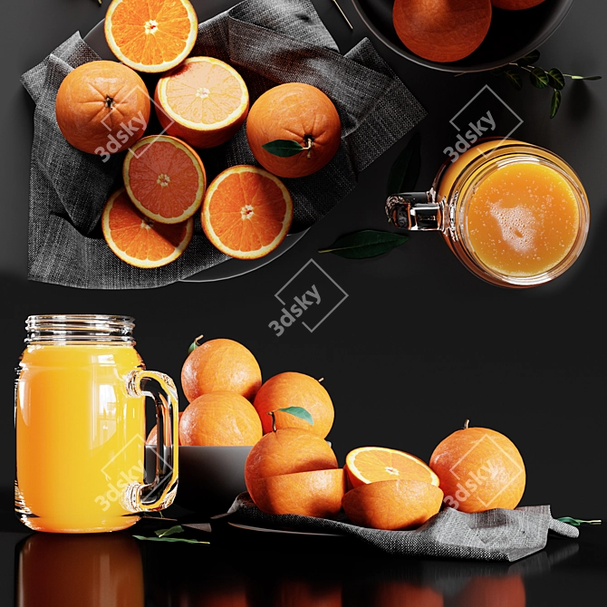 Citrus Oasis: Stunning Table Setting 3D model image 2