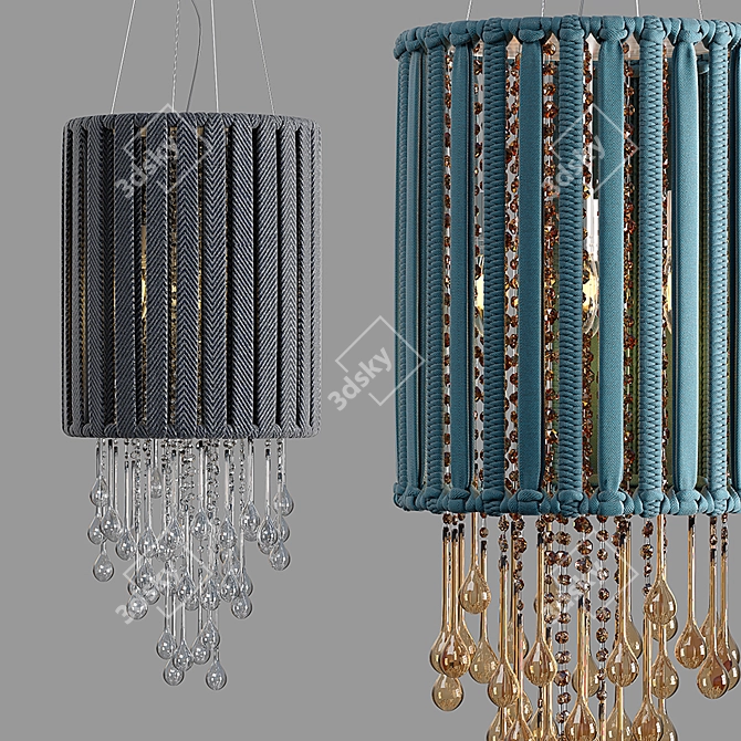 Cloth Strips Chandelier: Crystal Elegance 3D model image 1