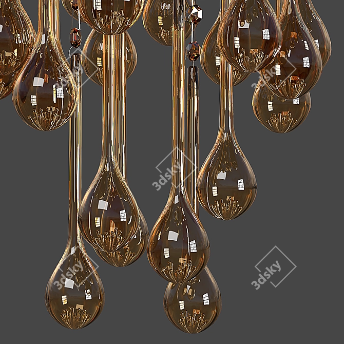 Cloth Strips Chandelier: Crystal Elegance 3D model image 2