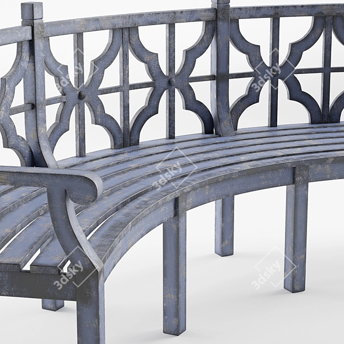 Urban Park Bench: Classic Wood Design 3D model image 2