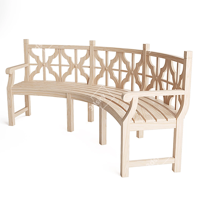 Urban Park Bench: Classic Wood Design 3D model image 4