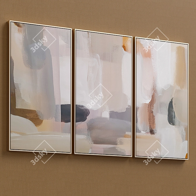 Desert Neutrals Triptych - Framed Canvas 3D model image 2