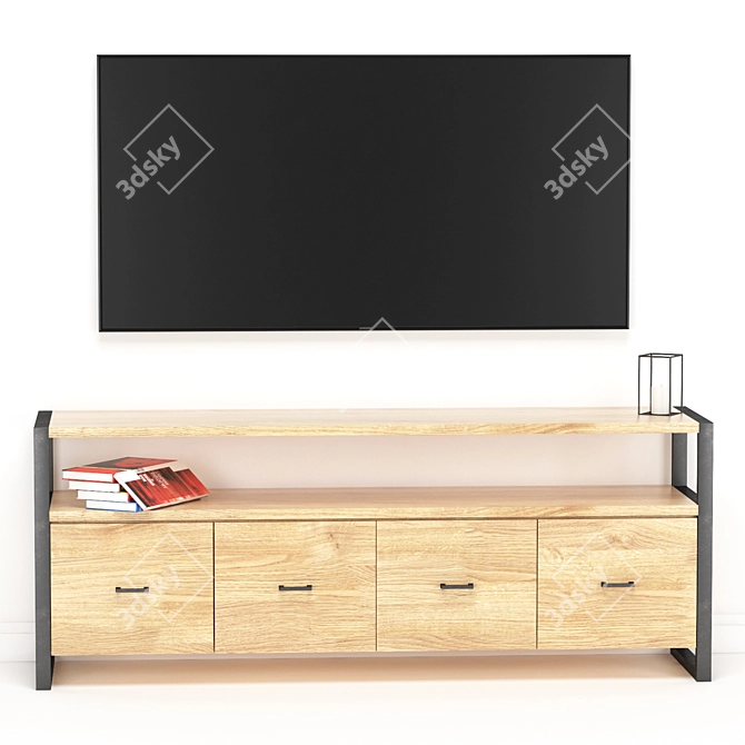 Modern Loft TV Stand - Curbstone HOFT 3D model image 2