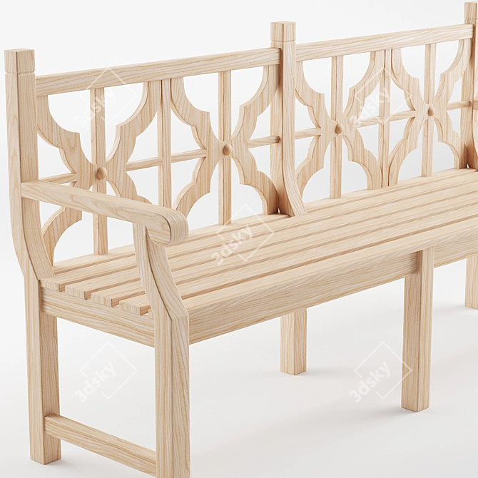 Cityscape Park Bench 2: Light & Vintage Wood, TurboSmooth 3D model image 2