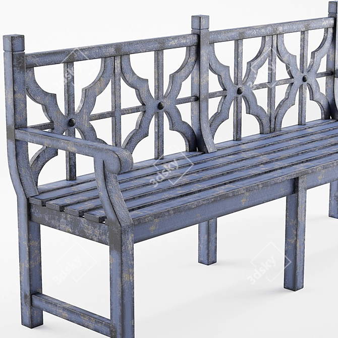 Cityscape Park Bench 2: Light & Vintage Wood, TurboSmooth 3D model image 3