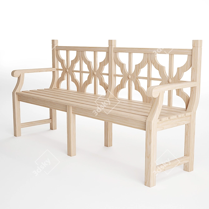 Cityscape Park Bench 2: Light & Vintage Wood, TurboSmooth 3D model image 4