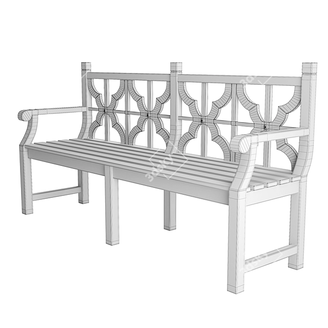 Cityscape Park Bench 2: Light & Vintage Wood, TurboSmooth 3D model image 5