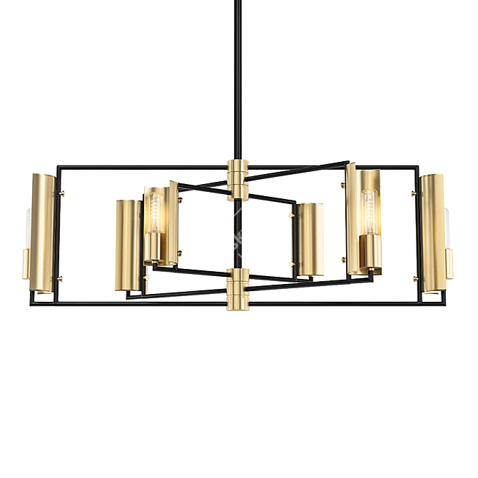 Sophisticated Black and Brass Pendant 3D model image 1