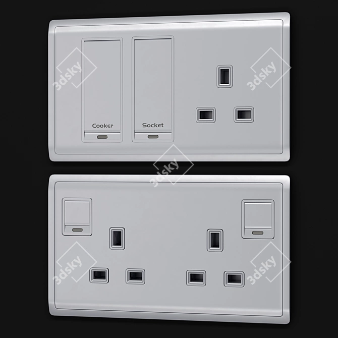 Elegant Aluminum Silver Pieno Switches 3D model image 2