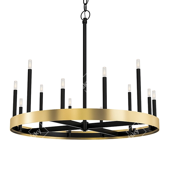 Weathered Brass 12-Light Chandelier 3D model image 1