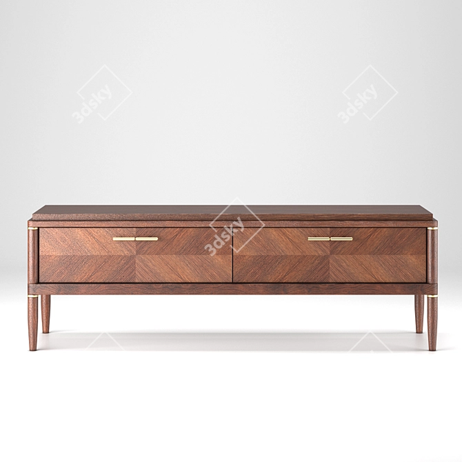 Pattern Oak Media Console 3D model image 1