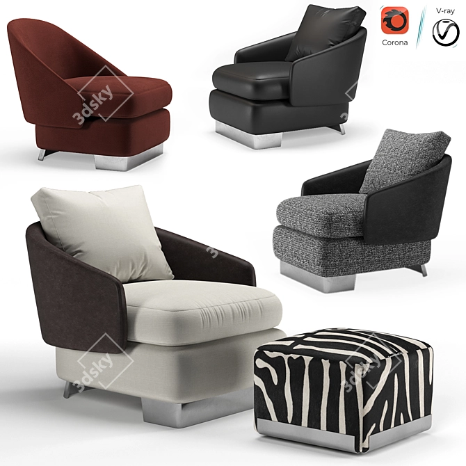 Elegant Lawson Armchair 3D model image 1