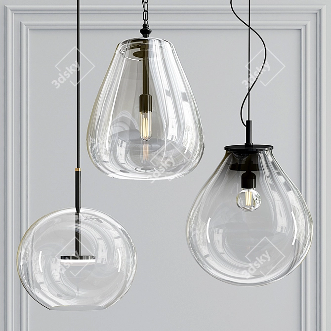 Sleek Glass Pendant Light for Chic Interiors 3D model image 1