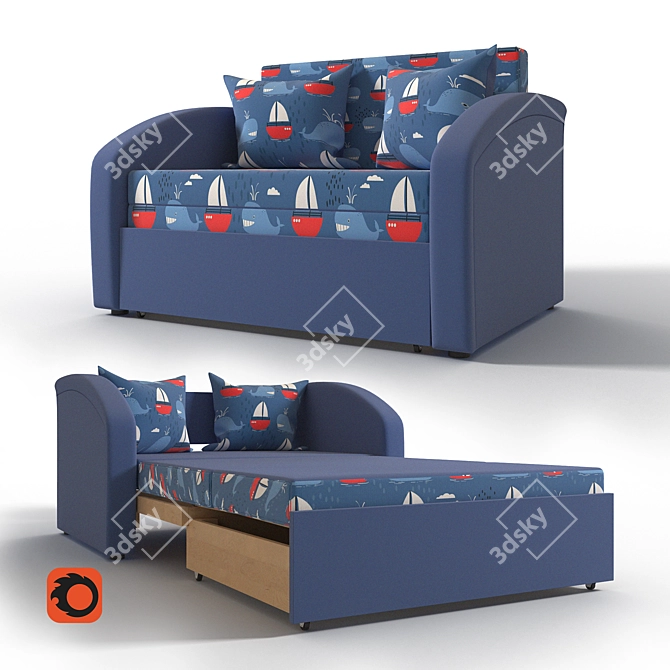 Seashore-inspired Children's Sofa: A Cozy Addition to Any Kid's Room! 3D model image 1