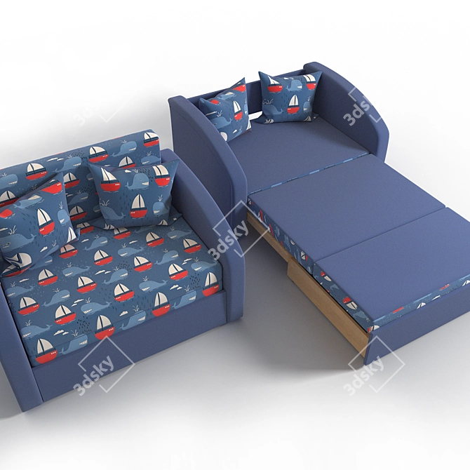 Seashore-inspired Children's Sofa: A Cozy Addition to Any Kid's Room! 3D model image 3