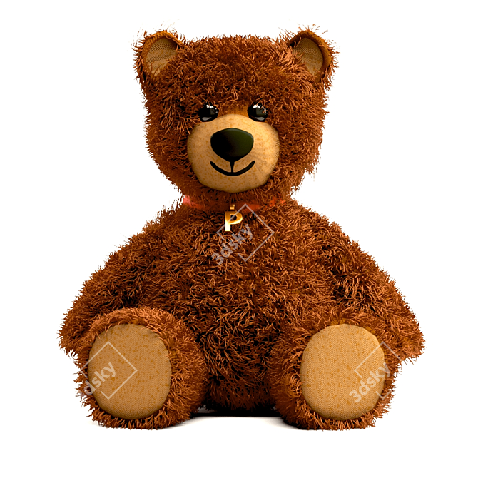 Adorable Teddy Bear with Customizable Hair 3D model image 1