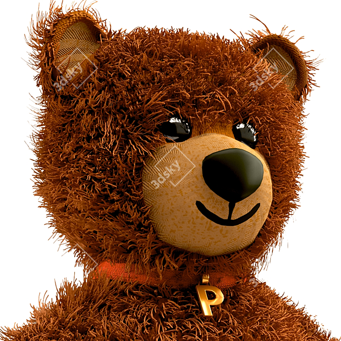 Adorable Teddy Bear with Customizable Hair 3D model image 3