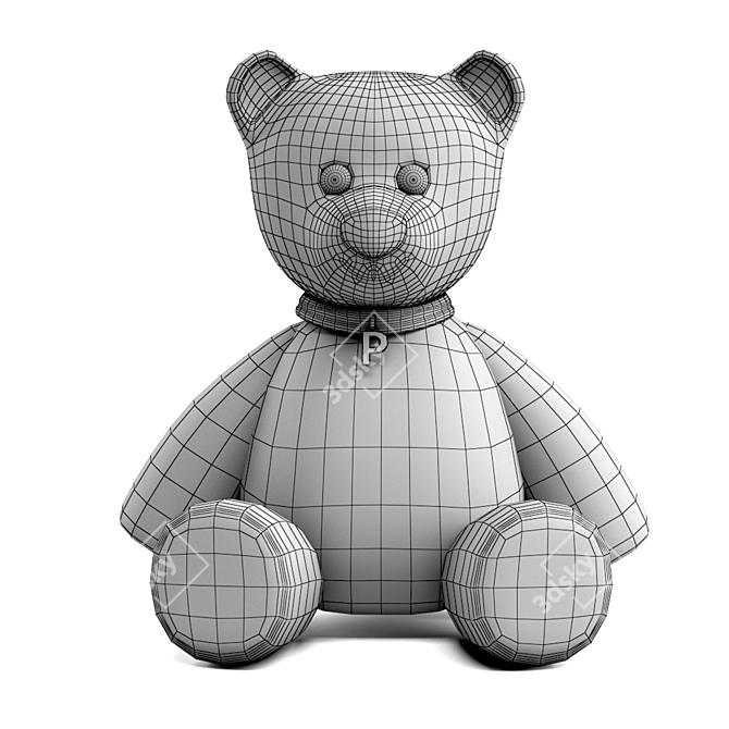 Adorable Teddy Bear with Customizable Hair 3D model image 5