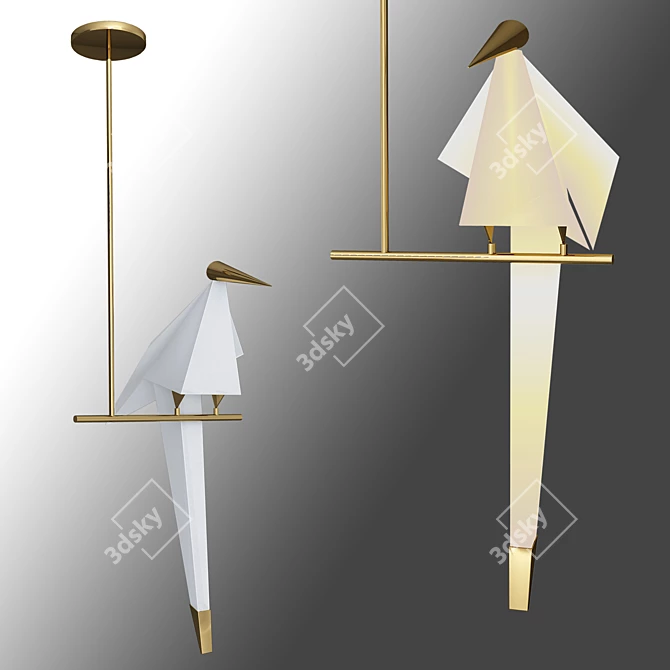 Gilded Bird LED Ceiling Lamp 3D model image 1