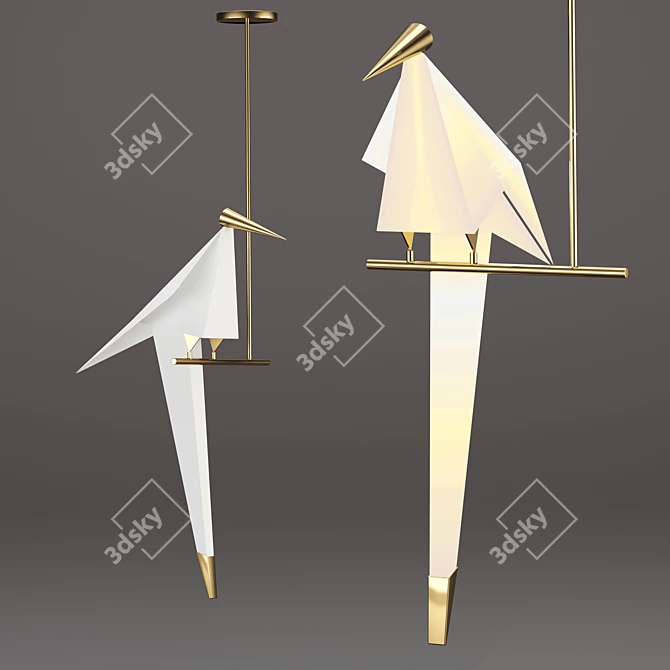 Gilded Bird LED Ceiling Lamp 3D model image 3