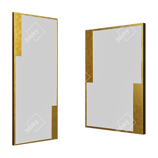 Elegant Brass Mirror by Zara 3D model image 1