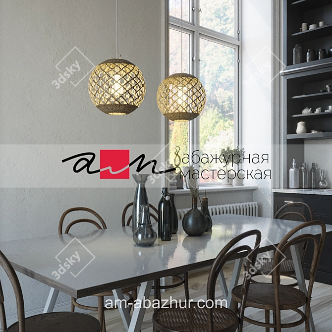 Modern Metal Pendant Light 3D model image 3