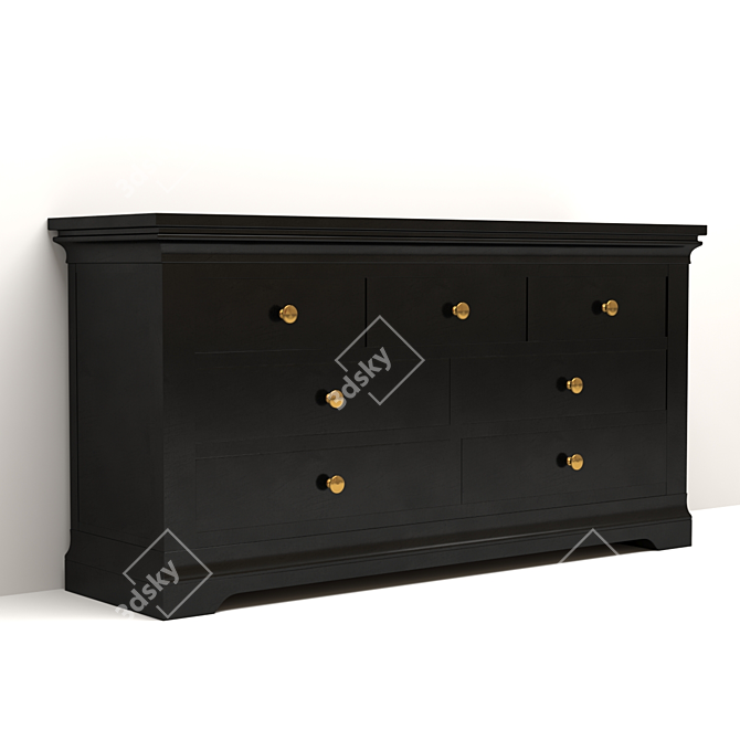 Toulouse Gray 3+4 Chest: Spacious, Stylish Storage 3D model image 2