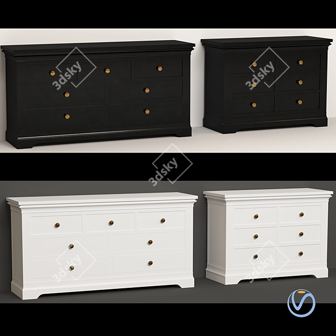 Toulouse Gray 3+4 Chest: Spacious, Stylish Storage 3D model image 5