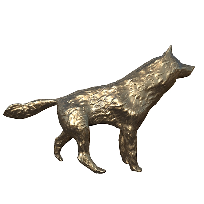 Bronze Wolf Sculpture - 32cm 3D model image 3