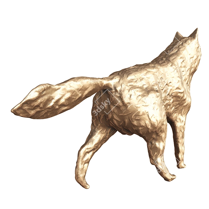 Bronze Wolf Sculpture - 32cm 3D model image 8