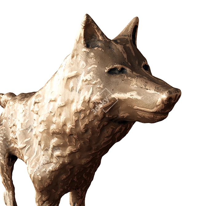 Bronze Wolf Sculpture - 32cm 3D model image 11