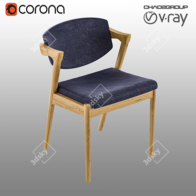 Elegant Fabric Chair: Replica Kai Kristiansen 3D model image 1