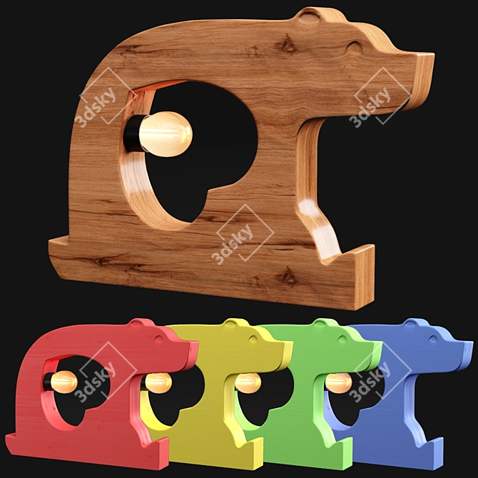 Rustic Bear Love Table Lamp 3D model image 1