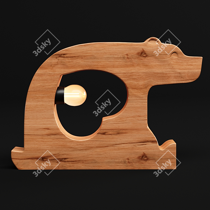 Rustic Bear Love Table Lamp 3D model image 2