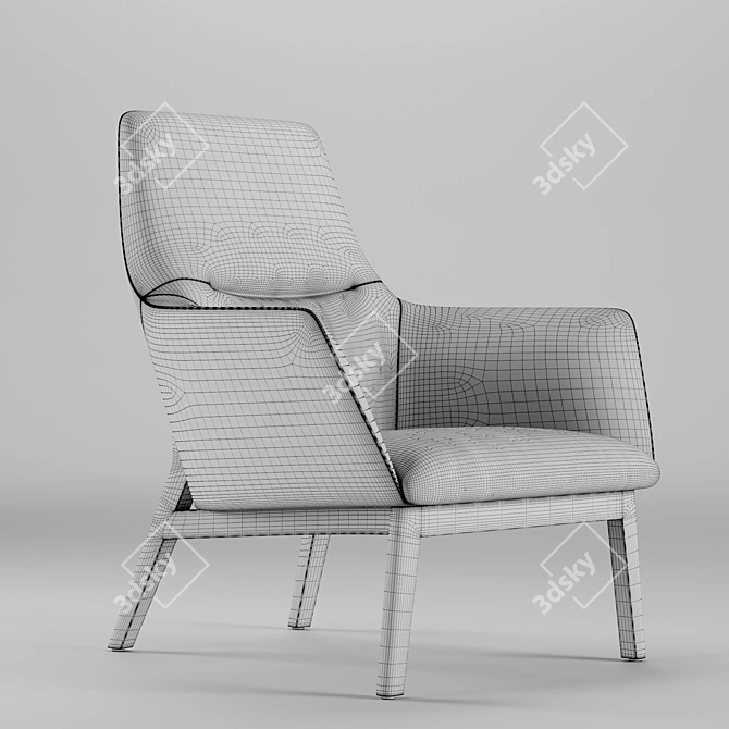 Elegant Comfort: Qing High Upholstered Chair Set 3D model image 4