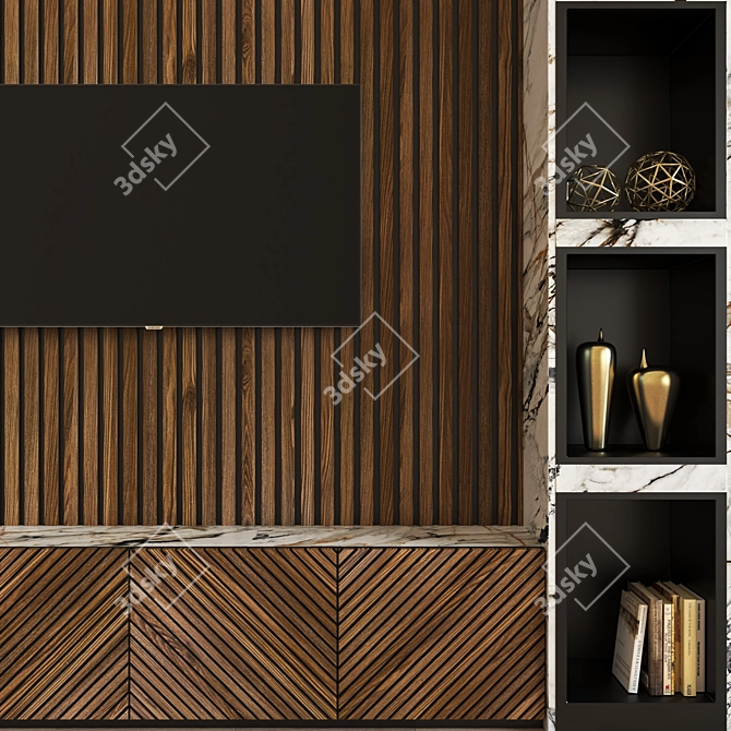 Contemporary 5-Piece TV Wall 3D model image 2