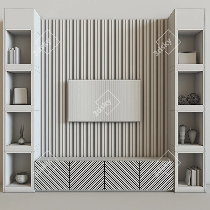 Contemporary 5-Piece TV Wall 3D model image 3