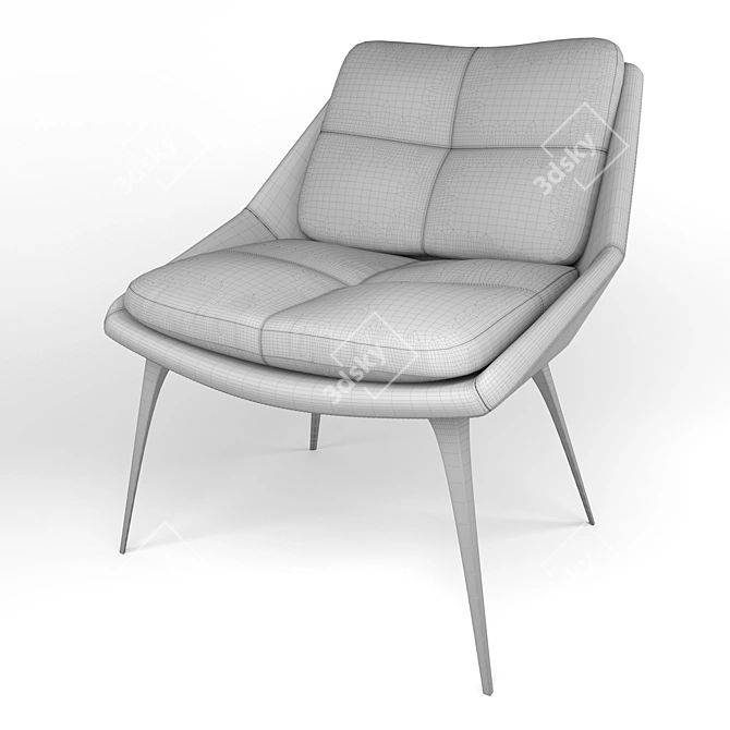 Premium Leather Columbus Lounge Chair 3D model image 4