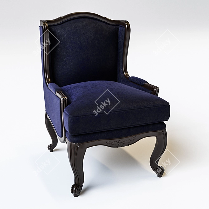 Elegant French Louis XV Chair 3D model image 1